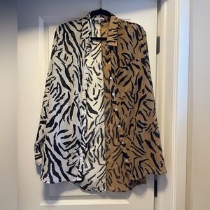 Half Zebra Half Cheetah Print Blouse